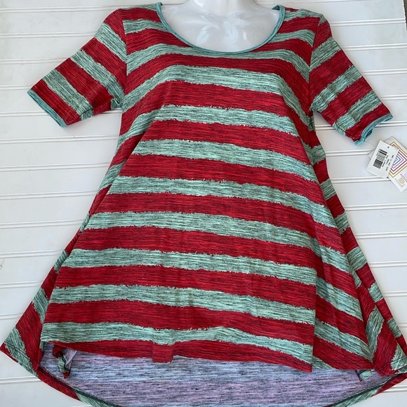 LulaRoe Striped & Microstriped Printed Perfect T High Low Top-#0230 - Picture 10 of 12